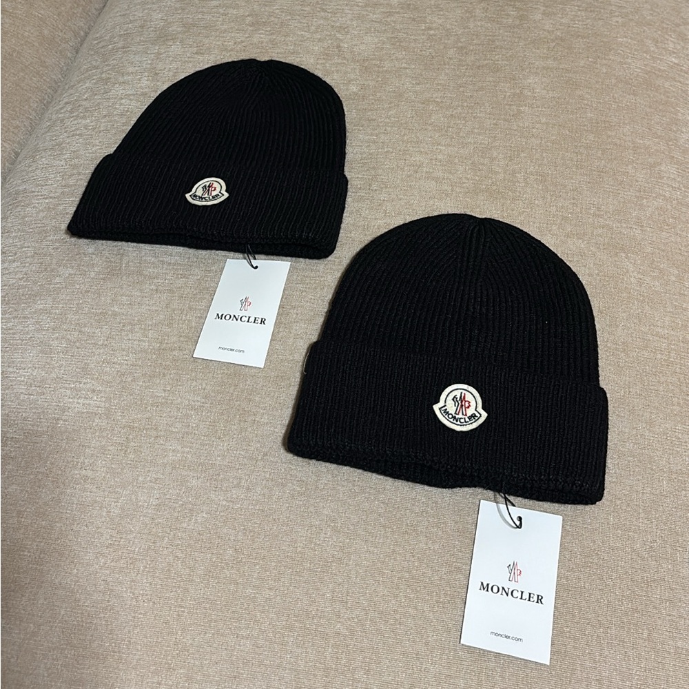 Moncler Black Cuffed Knit Hat